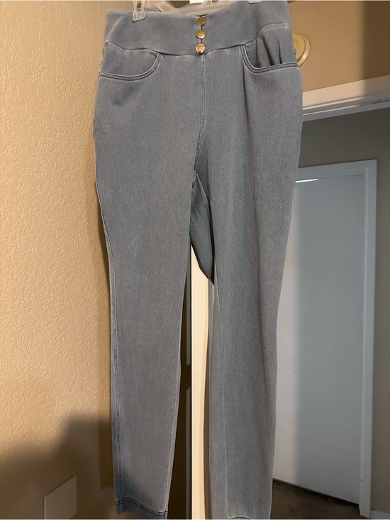 SHEIN Pants - SHEIN Light Denim Slim Stretch Chinos with Gold Buttons